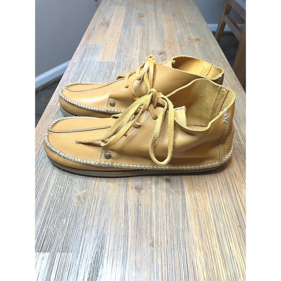 Re/Done Leather Lace Up Moccasin Bootie Tan Unisex Size 40 NWOT - Picture 2 of 7